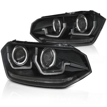 Scheinwerfer für VW Polo VI 2G Bj. 2017- Schwarz mit dynamischem Blinker