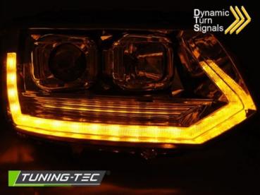 Scheinwerfer DRL LED Tagfahrlicht für VW T5 GP Facelift 10-15 Chrom im T6 Design