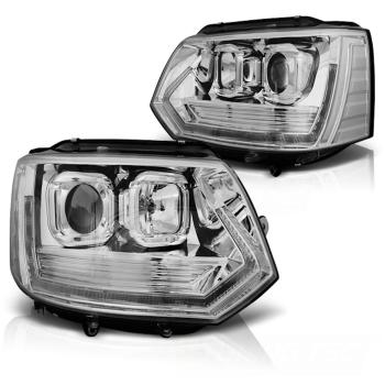 Scheinwerfer DRL LED Tagfahrlicht für VW T5 GP Facelift 10-15 Chrom im T6 Design