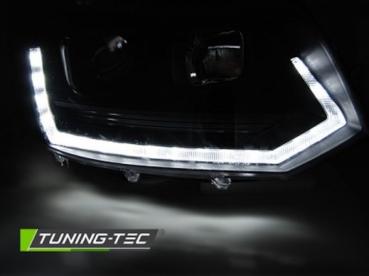 Scheinwerfer DRL LED Tagfahrlicht für VW T5 GP Facelift 10-15 Schwarz im T6 Look