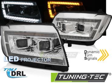 VOLL LED Tagfahrlicht Scheinwerfer für VW Crafter II  ab 2017 chrom dynamischem LED Blinker