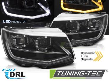 Voll LED Tagfahrlicht Scheinwerfer Set für VW T6 15-19 schwarz mit dynamischen LED Blinker
