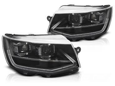 Voll LED Tagfahrlicht Scheinwerfer Set für VW T6 15-19 schwarz mit dynamischen LED Blinker