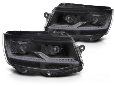 LED DRL Scheinwerfer passend für VW T6 Black Edition 2015–2019 mit Laufblinker