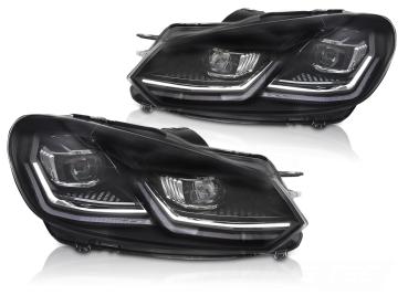 Voll LED Scheinwerfer passend für VW Golf 6 2008–2012 in Schwarz Chrom