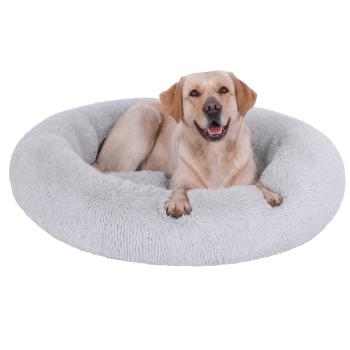 SLPRO Hundebett rund Hundekissen Hundesofa Katzenbett Donut waschbar (Ø 70 cm Außendurchmesser (L), hellgrau