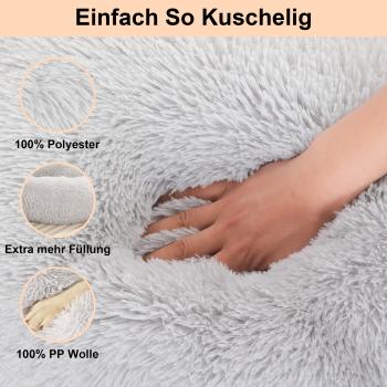 SLPRO Hundebett rund Hundekissen Hundesofa Katzenbett Donut waschbar (Ø 70 cm Außendurchmesser (L), hellgrau
