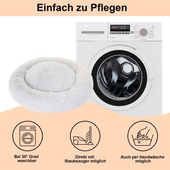 SLPRO Hundebett rund Hundekissen Hundesofa Katzenbett Donut waschbar (Ø 70 cm Außendurchmesser (L), hellgrau