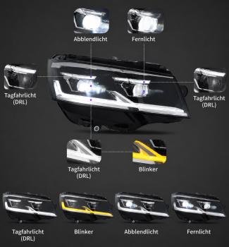 Preview: Voll Led Scheinwerfer passend für VW T6 15-19 schwarz ab 19 -24 LED Blinkern