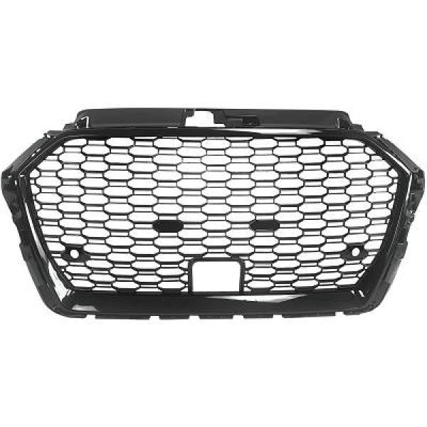 Frontgrill schwarz Sport mit Kennzeichenhalter für Audi A3, 8V Facelift ab 2016