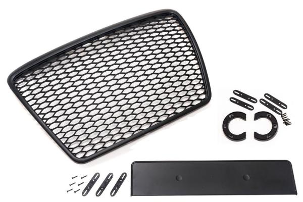 Frontgrill Sport schwarz mit Kennzeichenhalter für Audi A6 4F Vor-Facelift