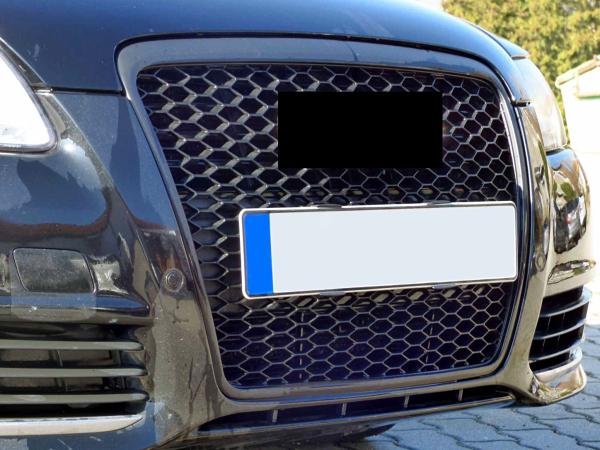 Set Frontgrill mit Kennzeichenhalter und Spiegelkappen für Audi A6 4F Facelift