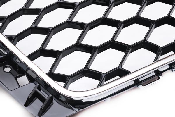 Sportgrill Frontgrill Kühlergrill Wabengrill Passend für Audi A4 B9 Grill ohne Emblem ab 2016- Chrom Schwarz mit Emblemhalter