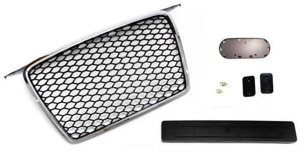 Frontgrill Sport schwarz mit Emblem und Kennzeichenhalter für Audi A3, 8P