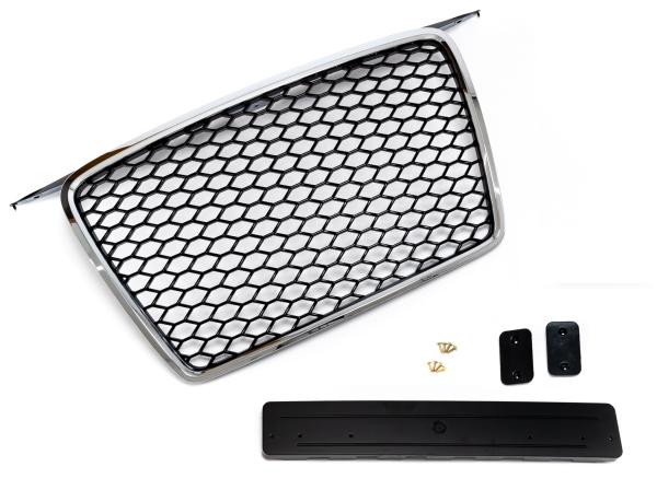 Frontgrill Sport schwarz mit Emblem und Kennzeichenhalter für Audi A3, 8P