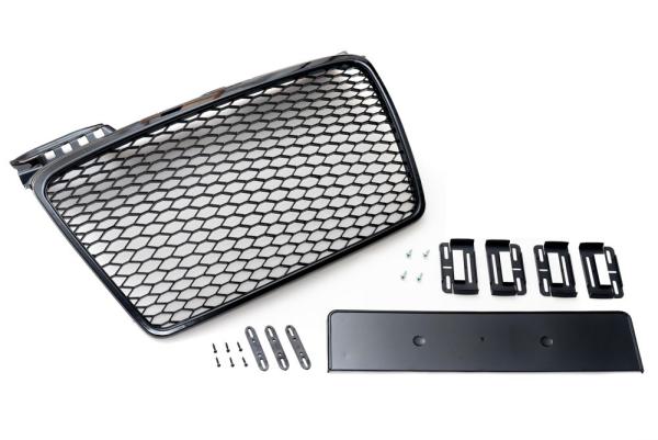 Kühlergrill schwarz Sport mit Kennzeichenhalter passend für Audi A4 B7 04-09