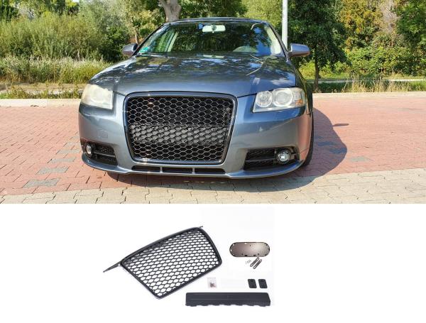 Kühlergrill Sport mit Emblem und Kennzeichenhalter für Audi A3 8P NUR S-Line