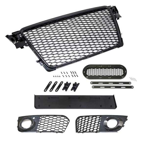 Frontgrill mit Emblem und Kennzeichenhalter u. Lüftungsgitter für Audi A4 B8 8K