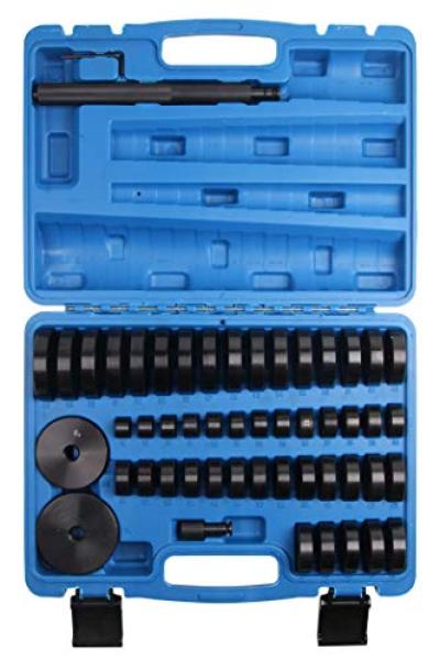 50 TLG. Radlager Montagescheiben Radialdichtringen Buchsen Schalen Gummis Abzieher Druckstück Press Werkzeug Treibsatz 18-65 mm