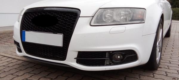 Sportgrill Frontgrill Kühlergrill  Passend für Audi A6 4F Facelift Grill Schwarz Glanz