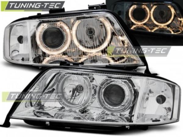 Scheinwerfer Angel Eyes für Audi A6 C5 4B Bj. 97-01 Chrom