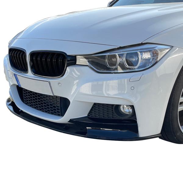 Frontspoilerlippe Frontflap Spoiler Splitter schwarz glänzend+ABE+ passend für F30, F31 10/2011-2019 (nur für M-Paket)