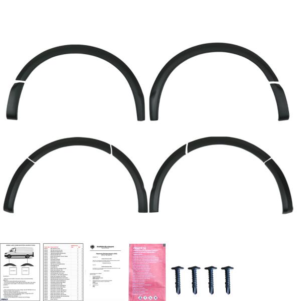 Radlaufleisten Radlaufschutz Radlaufabdeckung / Radlaufverbreiterung Set für VW T5  + T5.1 Transporter / Caravelle / Multivan Hochglanz schwarz mit ABE