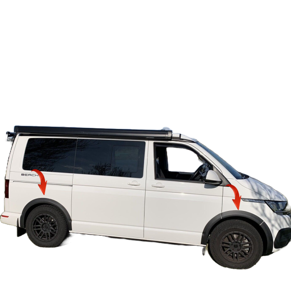 Radlaufleisten Radlaufschutz Radlaufabdeckung / Radlaufverbreiterung Set für VW T6.1 Transporter / Caravelle / Multivan 19-23 schwarz / matt mit ABE