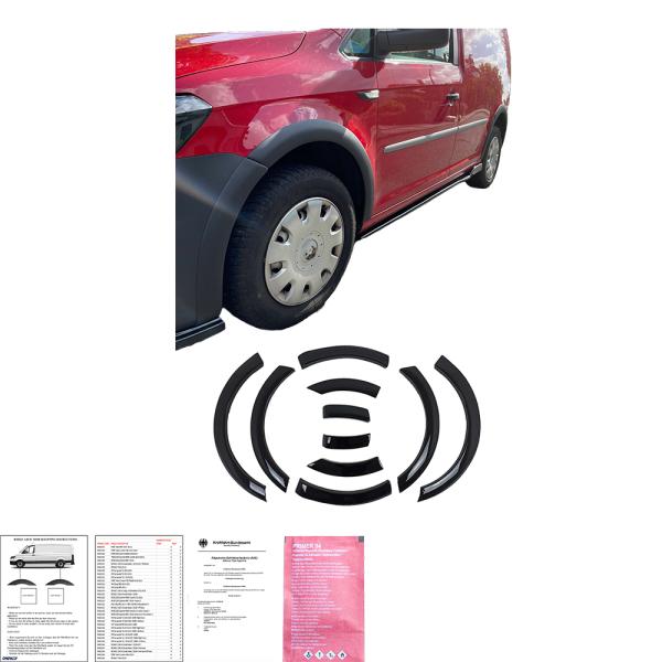 Radlaufleisten Radlaufschutz Radlaufabdeckung / Radlaufverbreiterung Set für VW Caddy IV/V 4/5 15-21 schwarz / matt mit ABE
