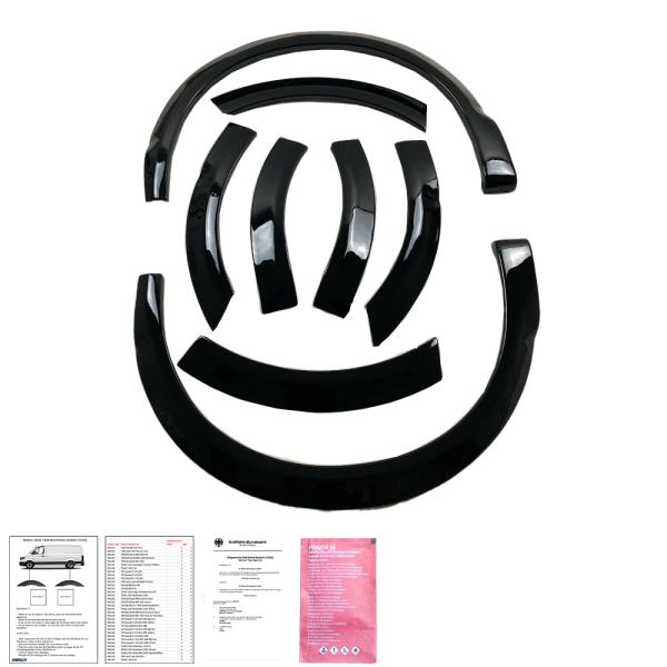 Radlaufleisten Radlaufschutz Radlaufabdeckung / Radlaufverbreiterung Set für VW T6.1 Transporter / Caravelle / Multivan 19-23 Hochglanz schwarz mit ABE