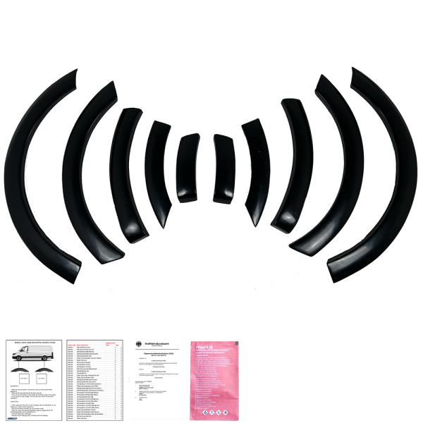 Radlaufleisten Radlaufschutz Radlaufabdeckung / Radlaufverbreiterung Set für VW Caddy IV/V 4/5 15-21 Hochglanz-schwarz mit ABE