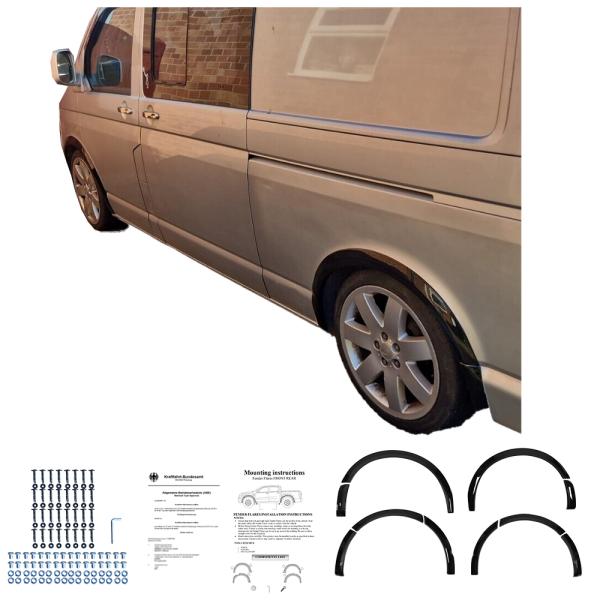 Radlaufleisten Radlaufschutz Radlaufabdeckung / Radlaufverbreiterung Set für VW T5 + T5.1 Transporter schwarz matt mit ABE