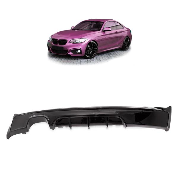 Heckansatz Heckspoiler Diffusor für BMW F22 Coupe F23 Cabrio für M-Paket 2-Rohr