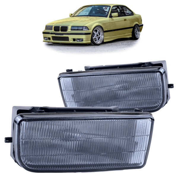 Nebelscheinwerfer SET Smoke Rauchglas schwarz geriffelt passt für alle BMW E36