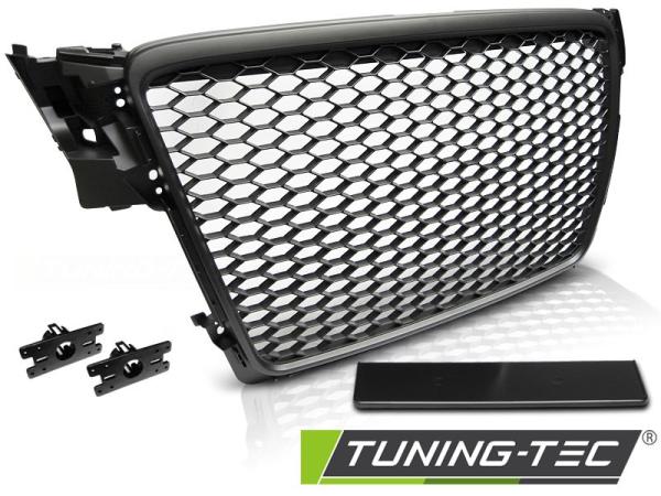 Sportgrill / Kühlergrill für Audi A4 B8 (8K) 08-11 matt schwarz in Wabendesign