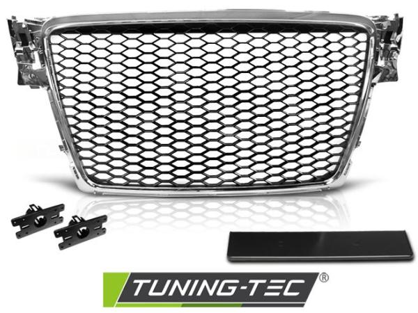 Sportgrill / Kühlergrill für Audi A4 B8 (8K) 08-11 chrom in Wabendesign