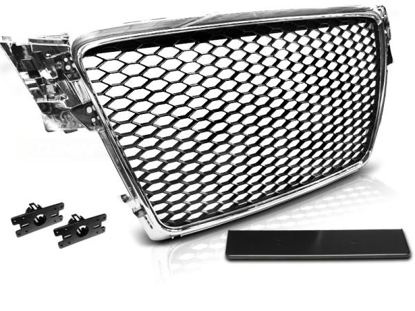 Sportgrill / Kühlergrill für Audi A4 B8 (8K) 08-11 chrom in Wabendesign