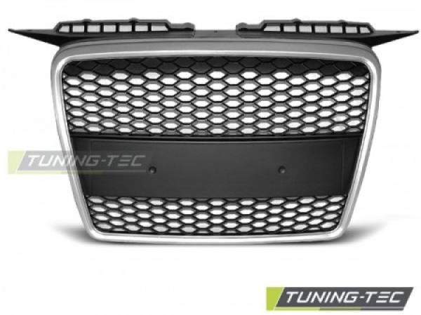 Sportgrill / Kühlergrill kompatibel mit Audi A3 8P 04-08 matt silber in Wabendesign