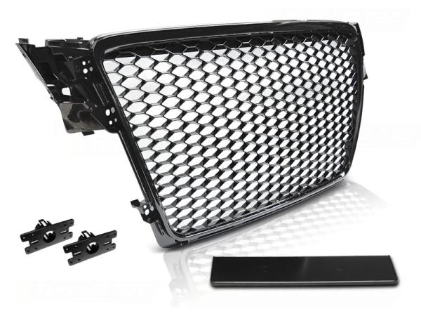 Sportgrill / Kühlergrill für Audi A4 B8 (8K) 08-11 Hochglanz schwarz in Wabendesign