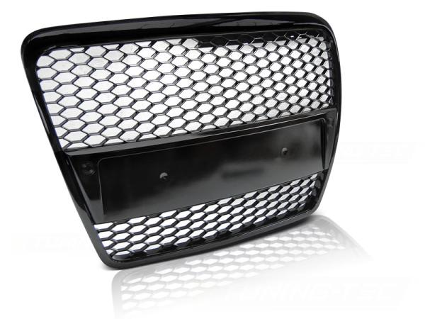 Sportgrill / Kühlergrill für Audi A6 C6 (4F) 04-08 Hochglanz schwarz in Wabendesign