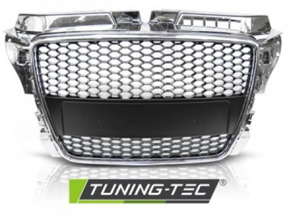 Sportgrill / Kühlergrill kompatibel mit Audi A3 8P Facelift 08-12 chrom in Wabendesign