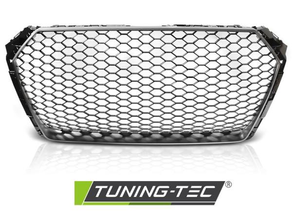 Sportgrill / Kühlergrill für Audi A4 B9 (8W) 15-19 matt silber in Wabendesign