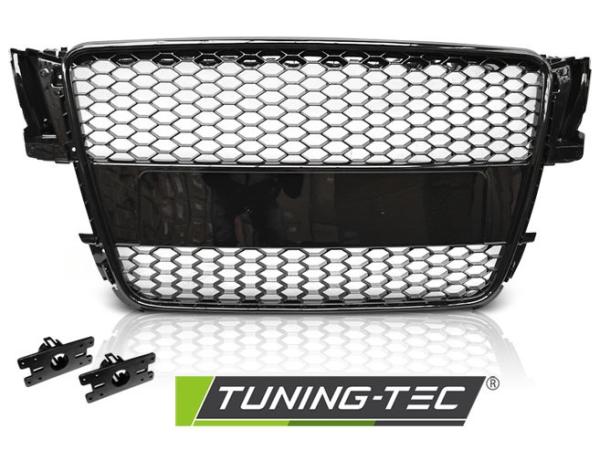 Sportgrill / Kühlergrill für Audi A5 (8T) 07-11 Hochglanz schwarz in Wabendesign