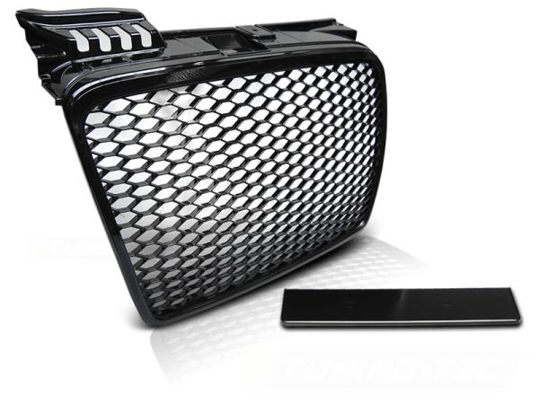 Sportgrill / Kühlergrill für Audi A4 B7 (8E) 04-08 Hochglanz schwarz in Wabendesign