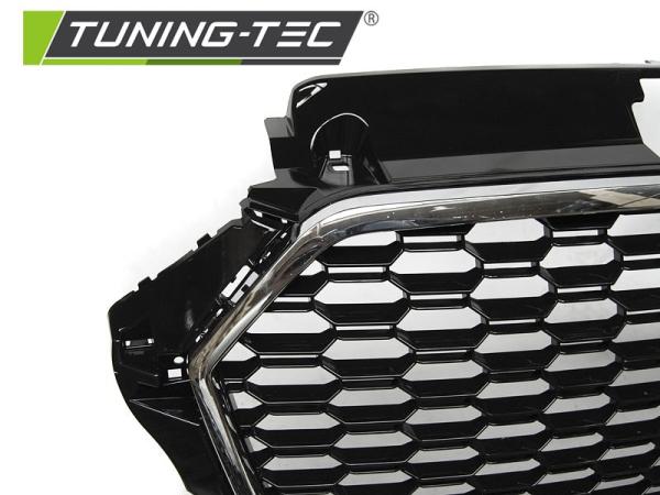 Sportgrill / Kühlergrill für Audi A3 8V Facelift 17+ Hochglanz schwarz/chrom in WabendesignSportgrill / Kühlergrill für Audi A3 8V Facelift 17+ Hochglanz schwarz/chrom in Wabendesign