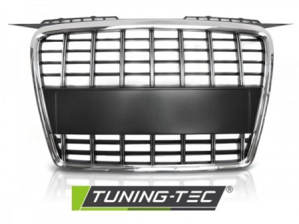 Sportgrill / Kühlergrill kompatibel mit Audi A3 8P 05-08 matt schwarz/chrom in Wabendesign
