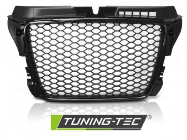 Sportgrill / Kühlergrill kompatibel mit Audi A3 8P Facelift 08-12 Hochglanz schwarz in Wabendesign