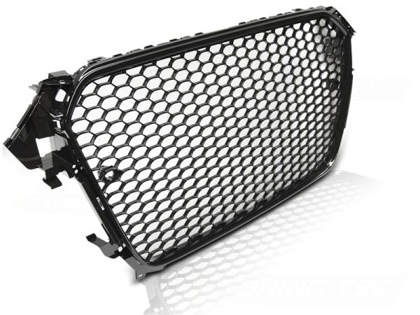 Sportgrill / Kühlergrill für Audi A4 B8 (8K) Facelift 11-15 Hochglanz schwarz in Wabendesign mit PDC