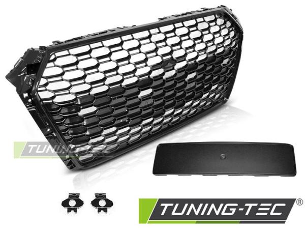 Sportgrill / Kühlergrill für Audi A4 B9 (8W) 15-19 Hochglanz schwarz in Wabendesign mit PDC