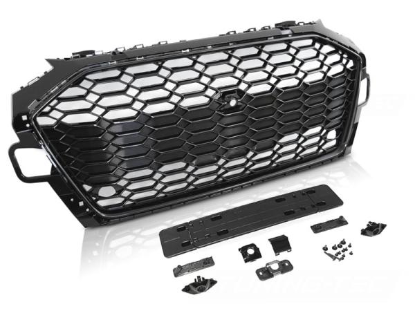 Sportgrill / Kühlergrill für Audi A4 B9 (8W) ab 2019 (Facelift) Hochglanz schwarz in Wabendesign mit PDC